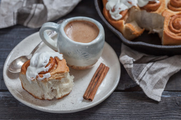 Fresh Homemade Cinnamon Buns Rolls with Cream Cheese Icing