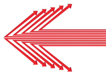 Fototapeta premium Abstract red arrows symbol direction on white design modern futuristic vector illustration.