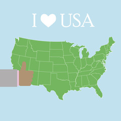 usa map.love usa. vector