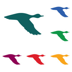 vector silhouette flying duck