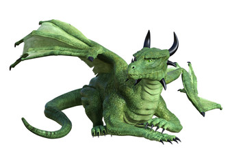 Naklejka premium 3D Fantasy Fantasy Dragon na białym tle
