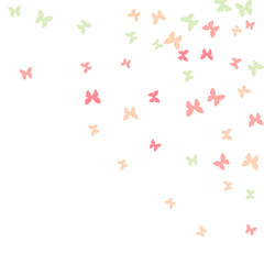 Spring Background with Colorful Butterflies. Simple Feminine Pattern for Card, Invitation, Print. Trendy Decoration with Beautiful Butterfly Silhouettes. Vector Background with Moth
