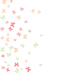 Spring Background with Colorful Butterflies. Simple Feminine Pattern for Card, Invitation, Print. Trendy Decoration with Beautiful Butterfly Silhouettes. Vector Background with Moth