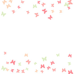 Spring Background with Colorful Butterflies. Simple Feminine Pattern for Card, Invitation, Print. Trendy Decoration with Beautiful Butterfly Silhouettes. Vector Background with Moth