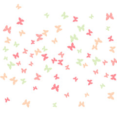 Spring Background with Colorful Butterflies. Simple Feminine Pattern for Card, Invitation, Print. Trendy Decoration with Beautiful Butterfly Silhouettes. Vector Background with Moth