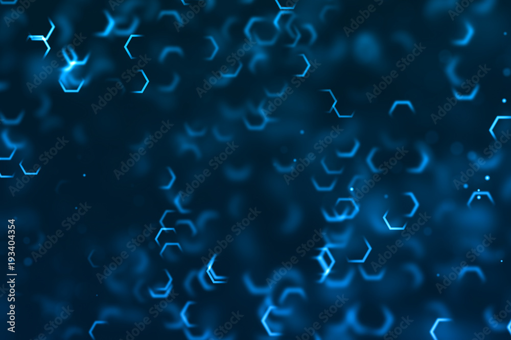 Canvas Prints abstract 3d rendering frame digital glitter sparks blue particles shape flowing on blue background, 