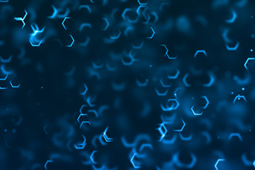 abstract 3D rendering frame digital glitter sparks blue particles shape flowing on blue background, new technology concept
