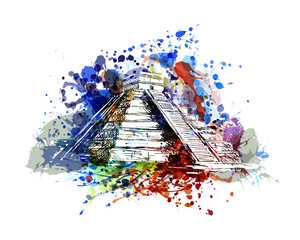 Vector color illustration of mayan pyramid