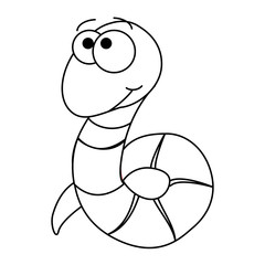 Colorless funny cartoon worm.