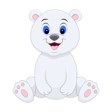 Cute cartoon polar bear. Vector illustration isolated on white