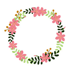 Vector flower wreath. Floral frame for greeting, invitation, wedding cards design.