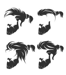 set of mens hairstyle with beard mustache