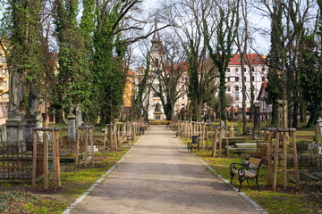 Empire style Roman Catholic Church of the Holy Trinity at Lesser Town, Mala Strana in Smichov area, Prague, Czech Republic