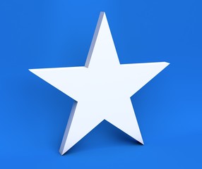 3d white Christmas snowflake isolated on blue background