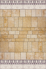 New modern stone wall with old baroque frame - concept image with copy space