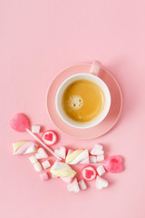 Obraz na płótnie Canvas coffee with sweets for Valentive day