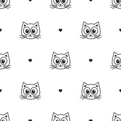 pattern with cute cats and hearts