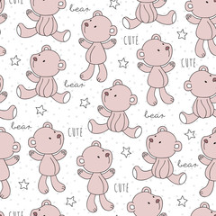 seamless teddy bear pattern vector illustration