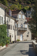 Fototapeta na wymiar View of the City of Perast on the shore of Kotor Bay. Montenegro. 