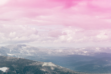 Beautiful mountains and rocks in the sky with clouds