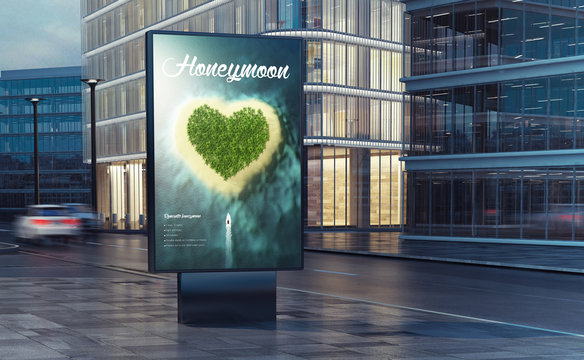 honeymoon billboard on the street