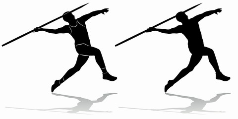 silhouette of figure javelin thrower , vector draw