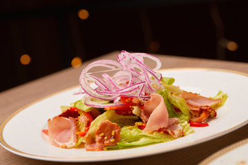 salad with vegetables and smoked meat