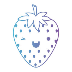 strawberries fresh fruit kawaii character vector illustration design