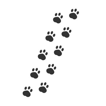Paw print icon. Flat vector illustration in black on white background.
