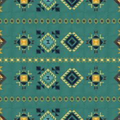 Geometric embroidery style. Ethnic seamless pattern. Abstract aztec background. Digital or wrapping paper. Good for web, print and textile design. Boho ornament vector.