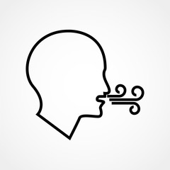 Breathing vector icon. Having breath difficulties. Health Care: checking breath or suffering respiration problems. Isolated modern icon