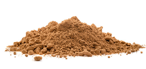 Cocoa powder on white background