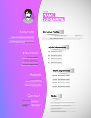 Creative simple cv template with colorful stripes.