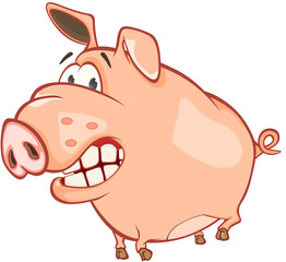 Illustration of a Cute Pig. Cartoon Character 