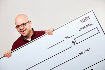 Check: Cheerful Man with Large Check