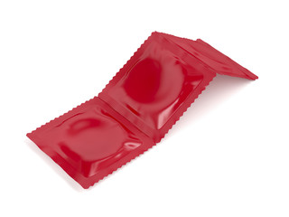 Condoms on white background