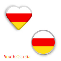 Heart and circle symbols with flag of South Ossetia.