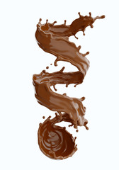 Spiral splash of brown chocolate