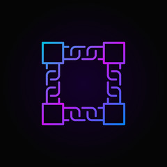 Vector colored block chain technology line icon or symbol