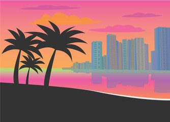 Flat vector illustration of Miami. Image for design - 193419915
