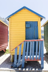 Colorful huts/ houses along the beach in Muizenberg, South Africa