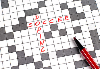 Soccer doping. Text in crossword. Red letters