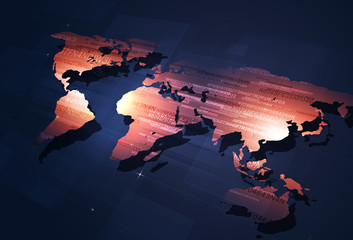 Digital Coding on World Map