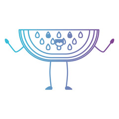 watermelon fresh fruit slice kawaii character vector illustration design