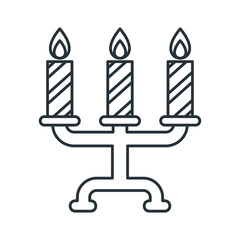 Flat vector Candelabrum for wedding candles. Decoration for Anniversary, Birthday or Christmas Day. Objects isolated on white background.