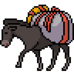 Obraz premium vector pixel art animal donkey transport