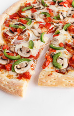 Pizza is vegetarian. View from above