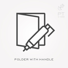 Line icon folder with handle