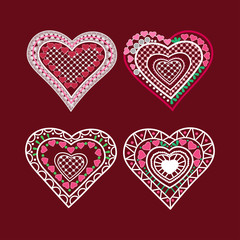 Fototapeta na wymiar vector heart, vintage heart, heart with lace