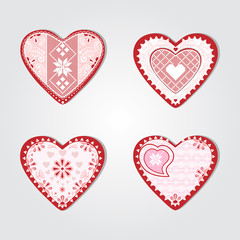 heart with white lace, vector heart, lace heart